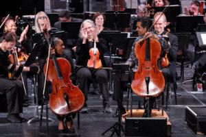 An image of two cellists playing together.